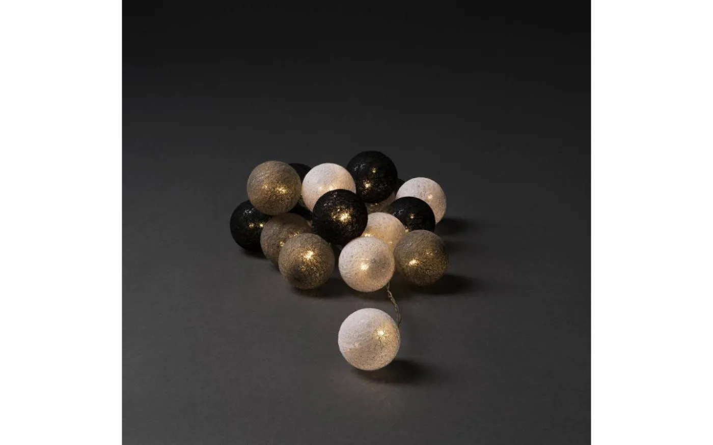 Garn Ljusslinga 3m Vit/Grå/Svart