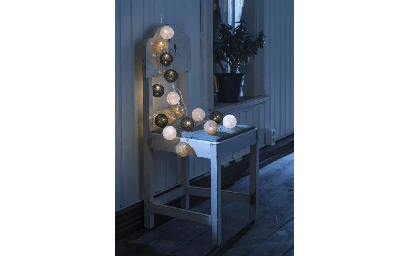 Garn Ljusslinga 3m Vit/Grå/Svart