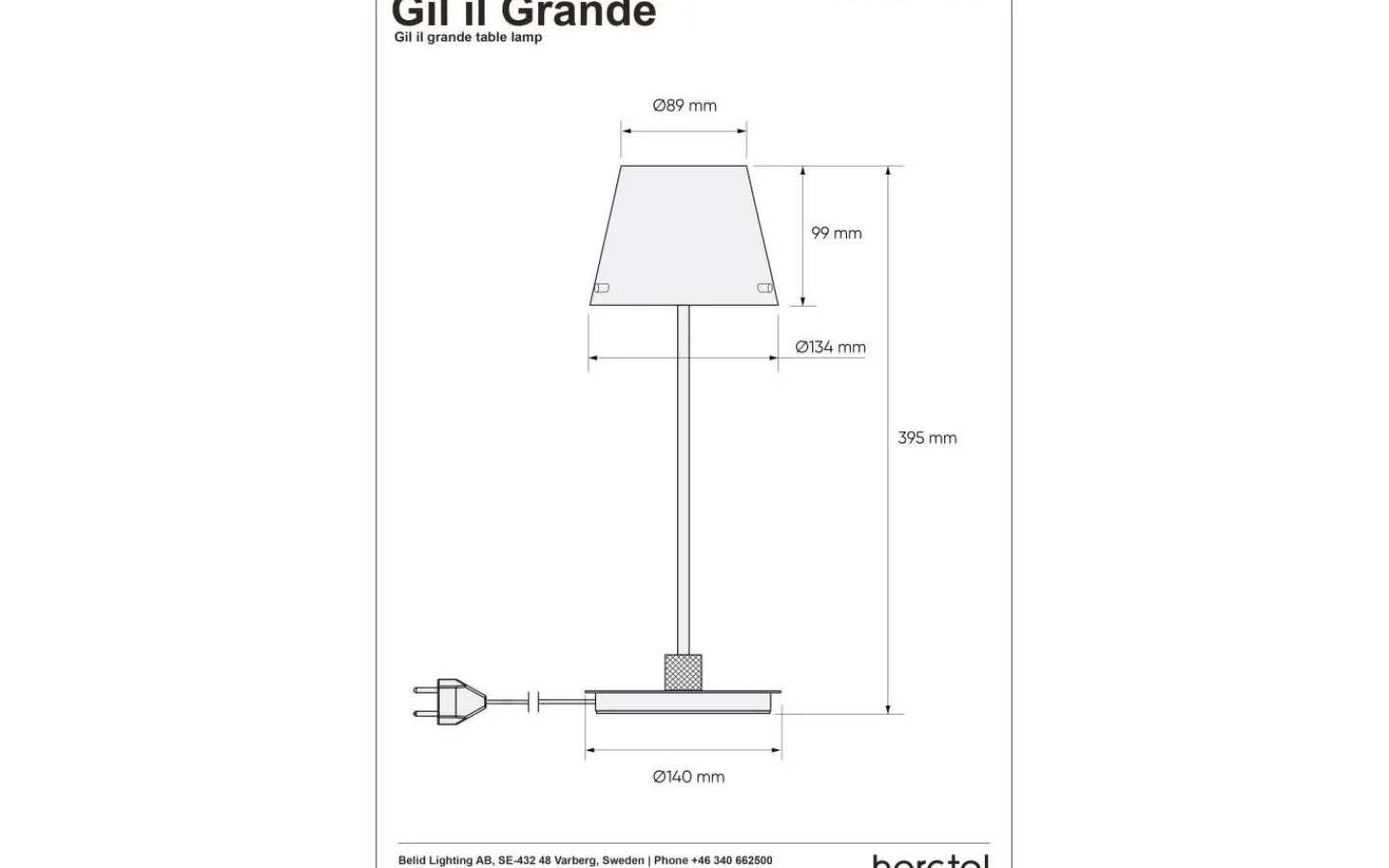 Herstal Gil Il Grande Bordslampa 40cm Krom* Bordslampor