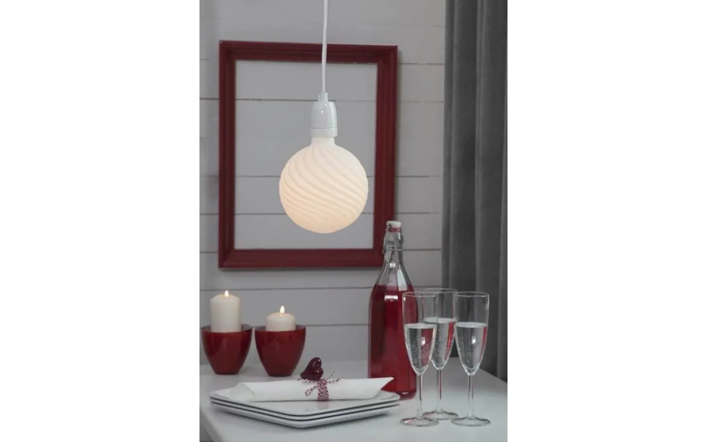 Glaze Textilsladd 5m med Porslinssockel E27 Vit