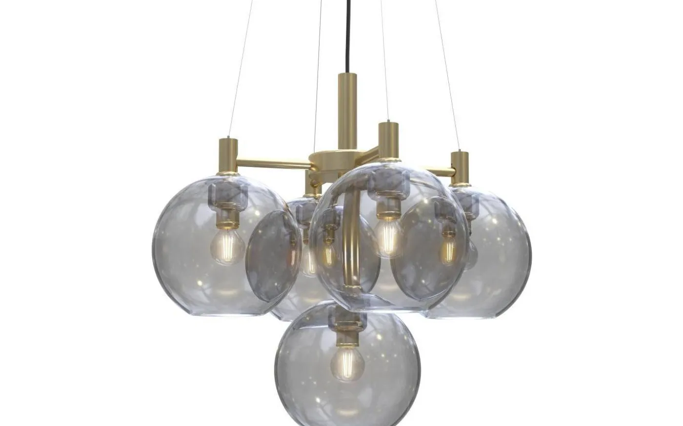 Gloria Taklampa 51cm 5L Mässing/Rökfärgat Glas