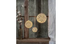 Glow Snow Batteridriven Glaskula med Timer 11cm Frostad