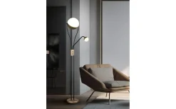 Trio Lighting Golvlampa LED Chris kaffebrun med läslampa* Uplight|Golvläslampor