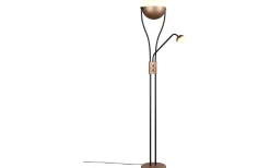 Trio Lighting Golvlampa LED Chris kaffebrun med läslampa* Uplight|Golvläslampor