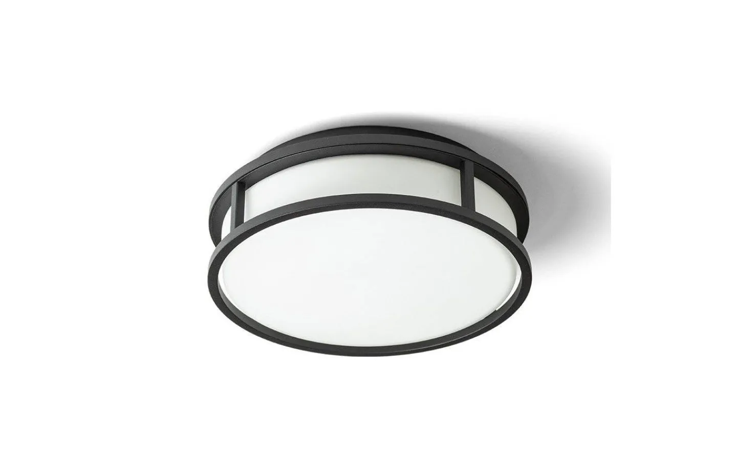 Badrum|Badrumslampor Tak<Rendl Grande Plafond 25cm Svart/Opal 12W LED 3000K IP44