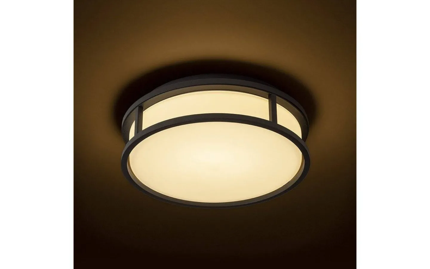 Badrum|Badrumslampor Tak<Rendl Grande Plafond 25cm Svart/Opal 12W LED 3000K IP44