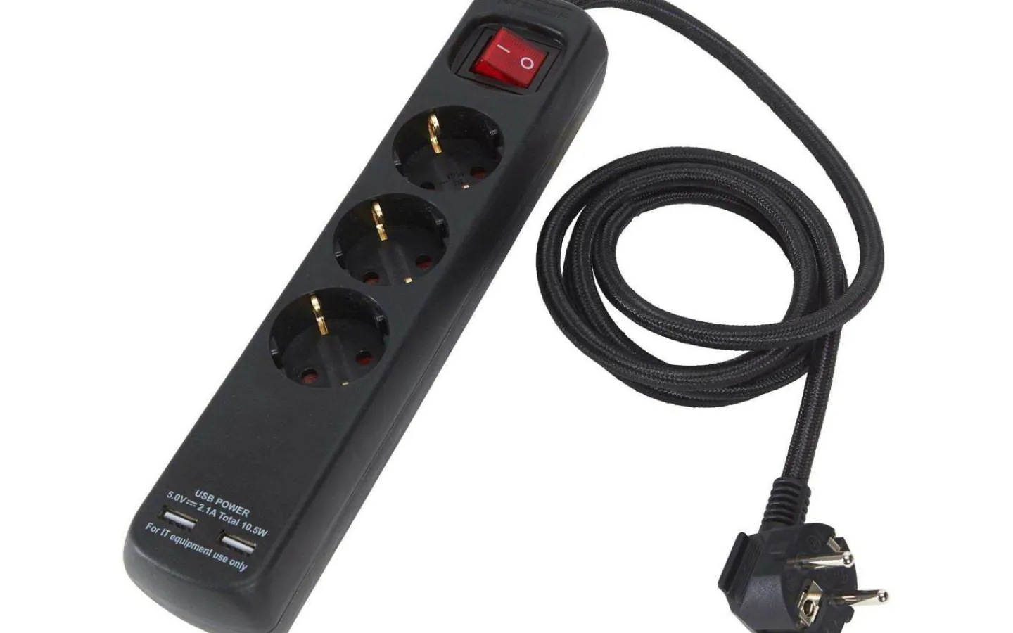 Grendosor & Förlängningskablar<PR Home Grenuttag 3:a Svart Med USB 1.4m Svart Textilsladd