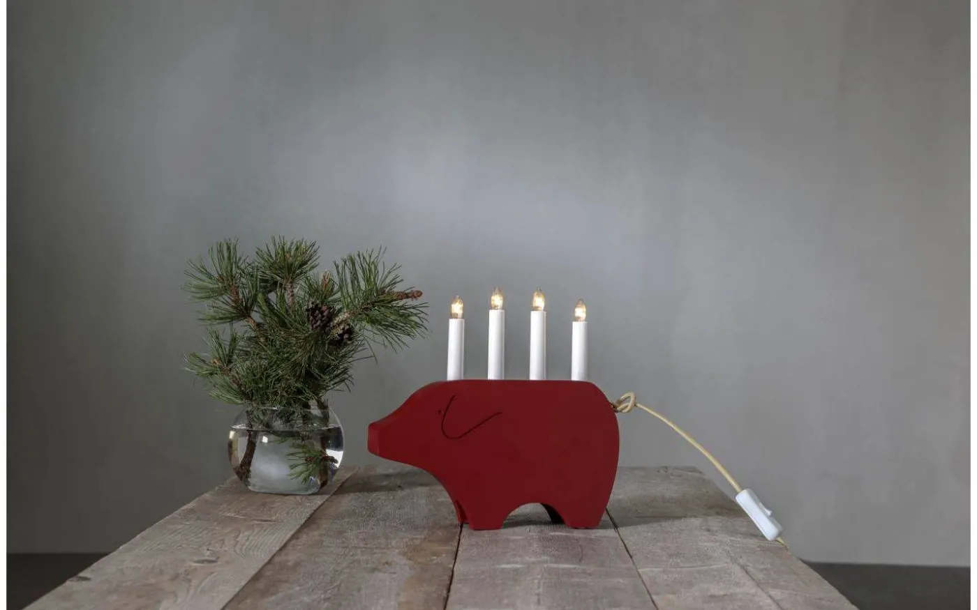 Gry Adventsljusstake 28cm Röd