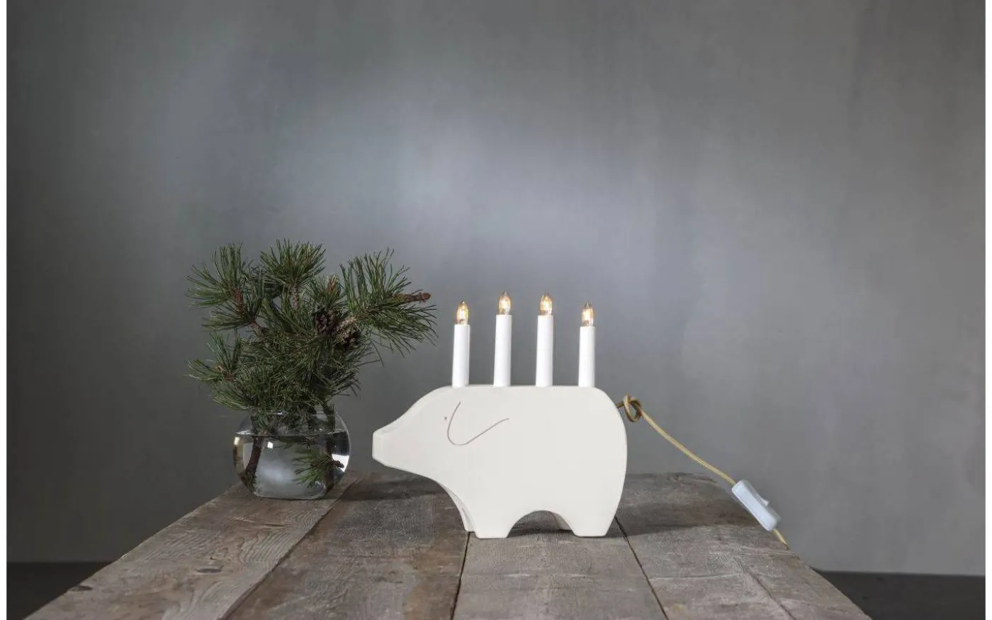 Gry Adventsljusstake 28cm Vit