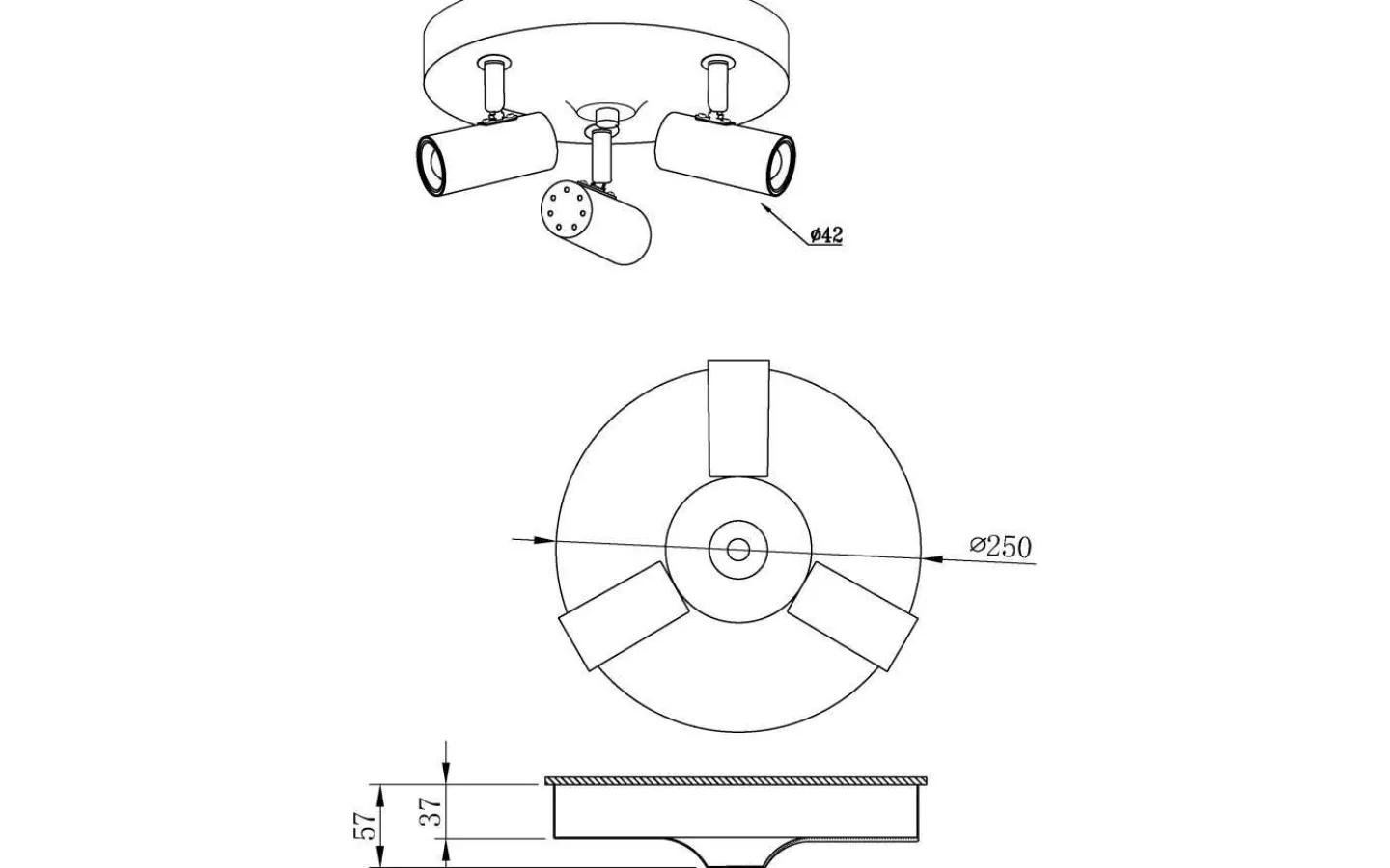 Hall & Trappa|Runda Takspotlights<Aneta Gusto Takspotlight 25cm LED 3x5W 3000K Svart/Mässing