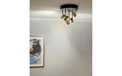 Aneta Gusto Takspotlight 30cm LED 5x5W 3000K Svart/Mässing* Hall & Trappa|Runda Takspotlights