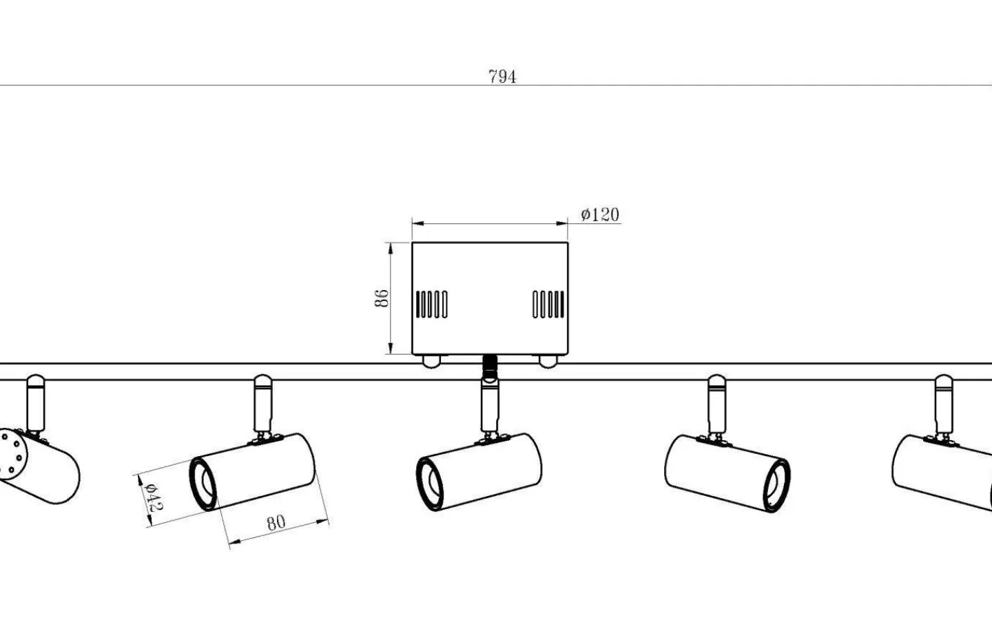 Aneta Gusto Takspotlight 80cm LED 5x5W 3000K Vit/Krom* Avlånga Takspotlights|Takspot Med Minst 4 Lampor