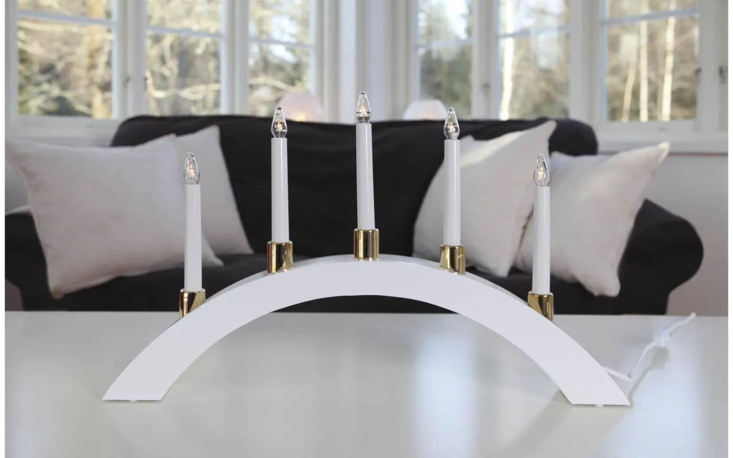 Visa Alla Adventsljusstakar|Adventsljusstakar 31-60 Cm<Star Trading Halla Adventsljusstake Båge LED Vit 33cm