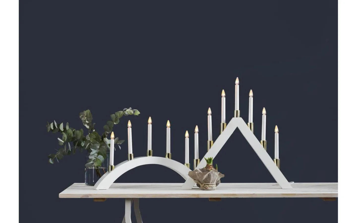 Visa Alla Adventsljusstakar|Adventsljusstakar 31-60 Cm<Star Trading Halla Adventsljusstake Båge LED Vit 33cm