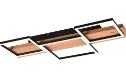 Trio Lighting Harper Plafond LED 65cm mattsvart/trä* Plafonder