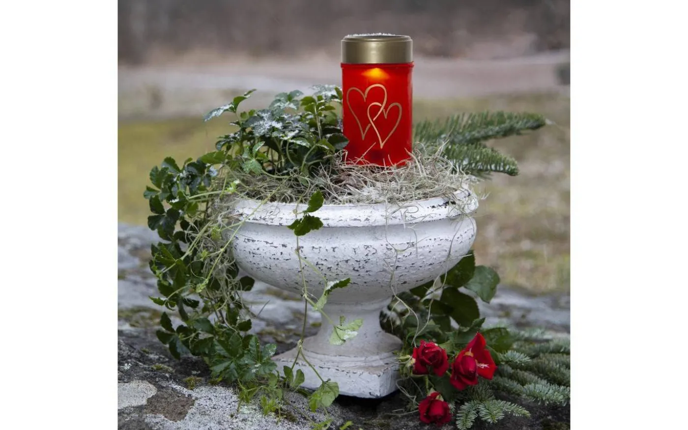 Hearty Solcelldrivet Gravljus 12cm Röd