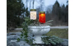 Hearty Solcelldrivet Gravljus 12cm Röd