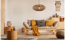 Stora Taklampor Ø50-69 Cm<Trio Lighting Hedda Takpendel 52cm E27 matt svart/sisal