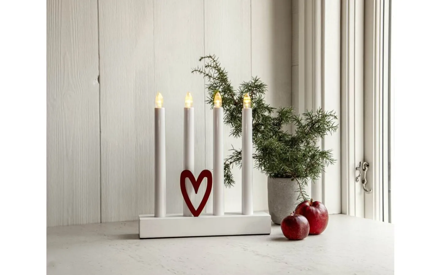 Star Trading Hilma Batteridriven Adventsljusstake 25cm Vit* Batteridrivna Adventsljusstakar