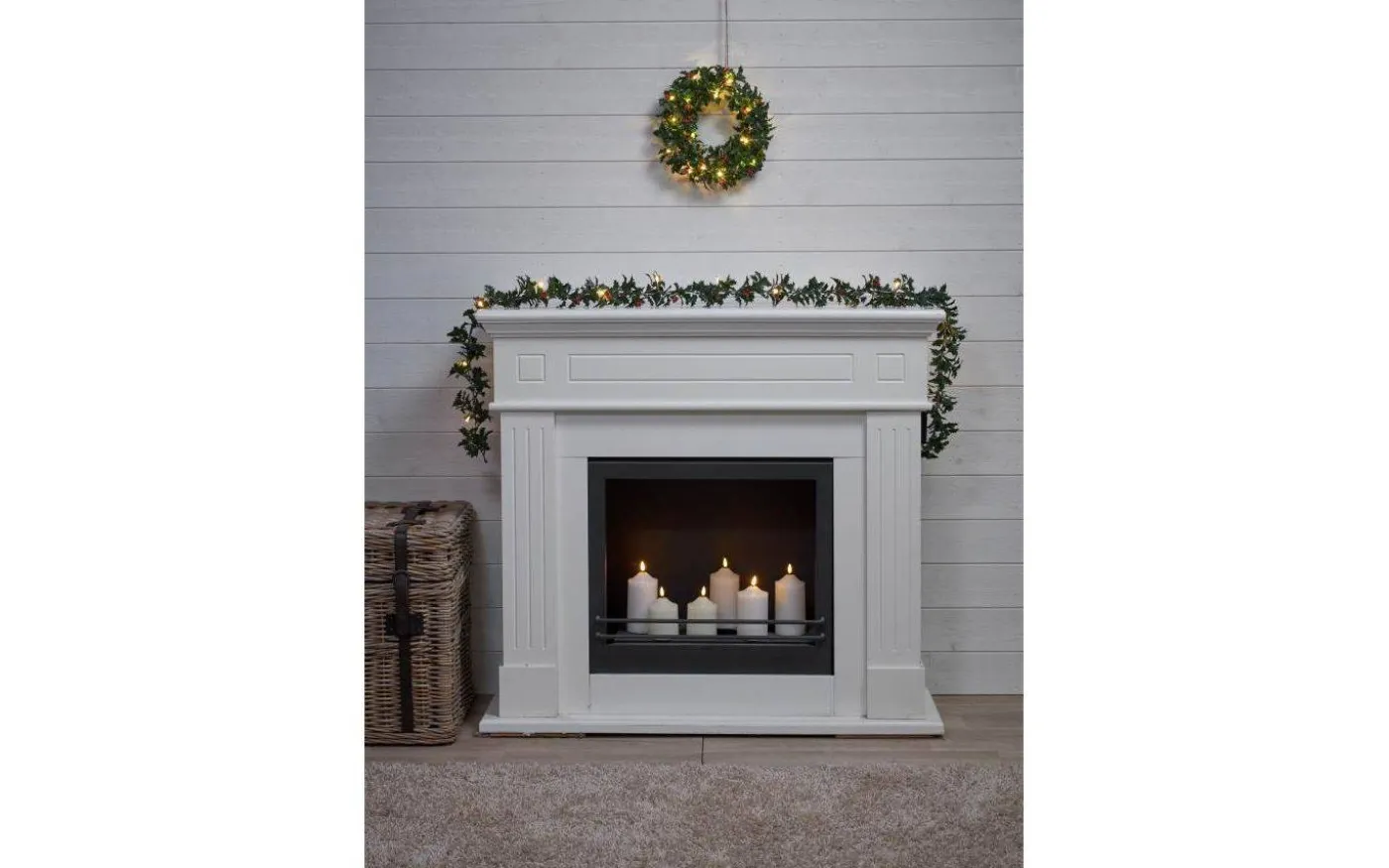 Holly Batteridriven Krans 30cm LED Grön IP44