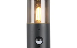 Trio Lighting Hoosic Vägglampa 1-dels E27 mattsvart rörelsesensor IP44* Vägglampor Utomhus