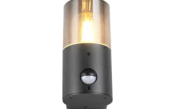 Trio Lighting Hoosic Vägglampa 1-dels E27 mattsvart rörelsesensor IP44* Vägglampor Utomhus