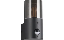 Trio Lighting Hoosic Vägglampa 1-dels E27 mattsvart rörelsesensor IP44* Vägglampor Utomhus