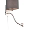 Läslampor<Trio Lighting Hotell Vägglampa med läslampa E14 + LED grå