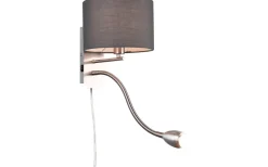 Läslampor<Trio Lighting Hotell Vägglampa med läslampa E14 + LED grå