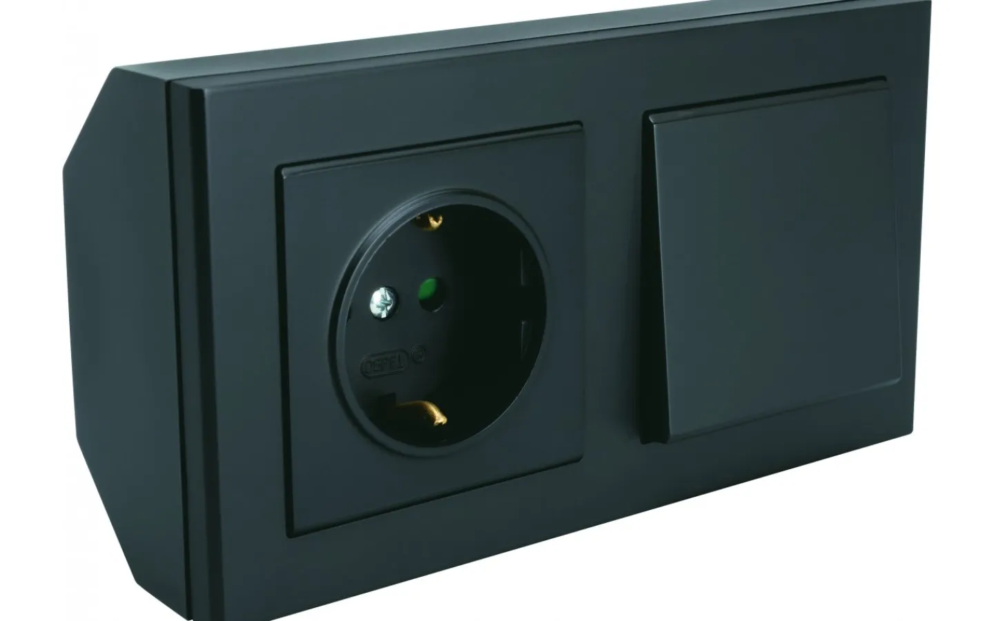 Malmbergs Hörnbox Optima Komplett Svart 1st uttag+1 st 1-pol/trapp* Strömbrytare & Vägguttag