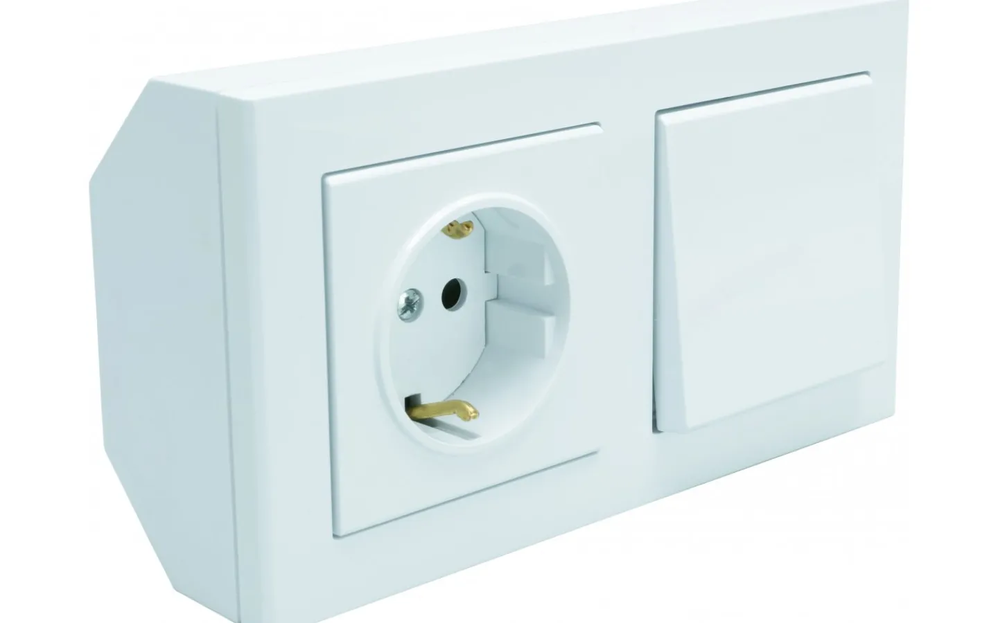 Strömbrytare & Vägguttag<Malmbergs Hörnbox Optima Komplett Vit 1st uttag+1 st 1-pol/trapp