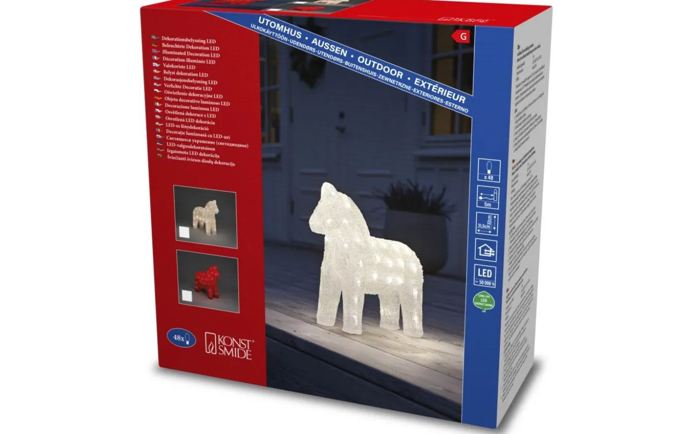 Häst Utomhusdekoration 32cm Röd IP44