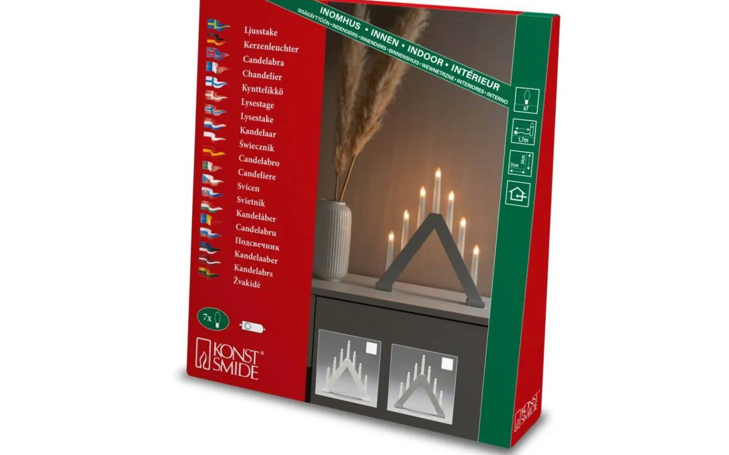 Konstsmide Ida Adventsljusstake 7L Vit 34cm* Visa Alla Adventsljusstakar|Adventsljusstakar 31-60 Cm