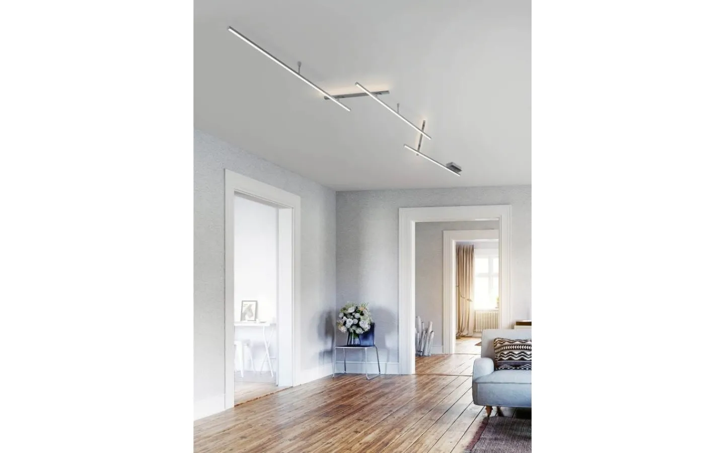 Trio Lighting Indira Plafond LED 345cm borstat stål* Plafonder