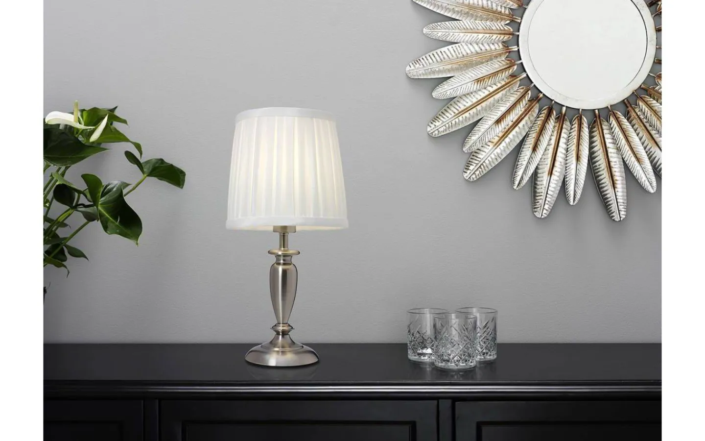 Cottex Ines Bordslampa 34cm Krom/Vit* Sovrum|Bordslampor