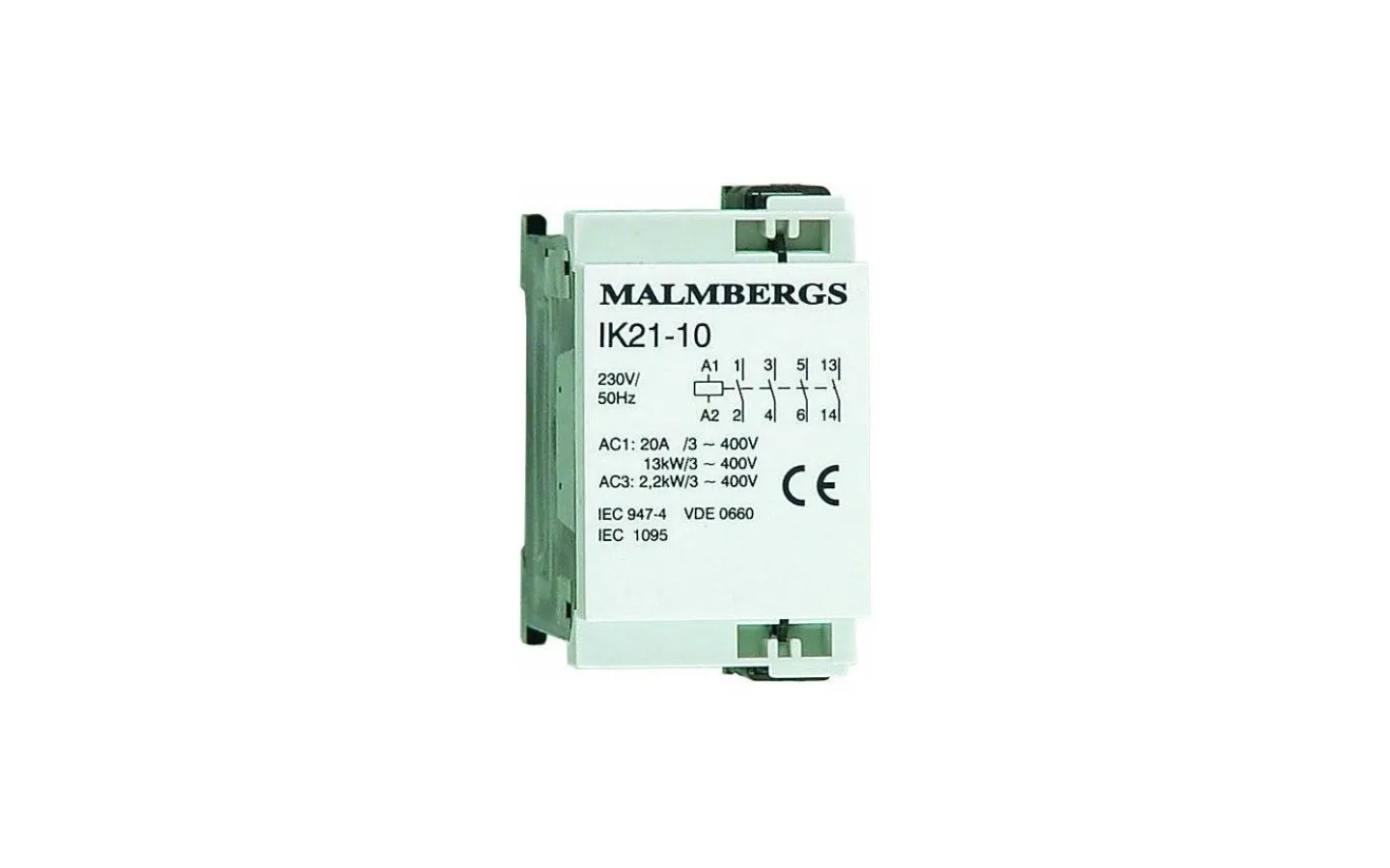 Malmbergs Installationskontaktor, 2,2kW, 20A* Kontaktorer, Startutrustning