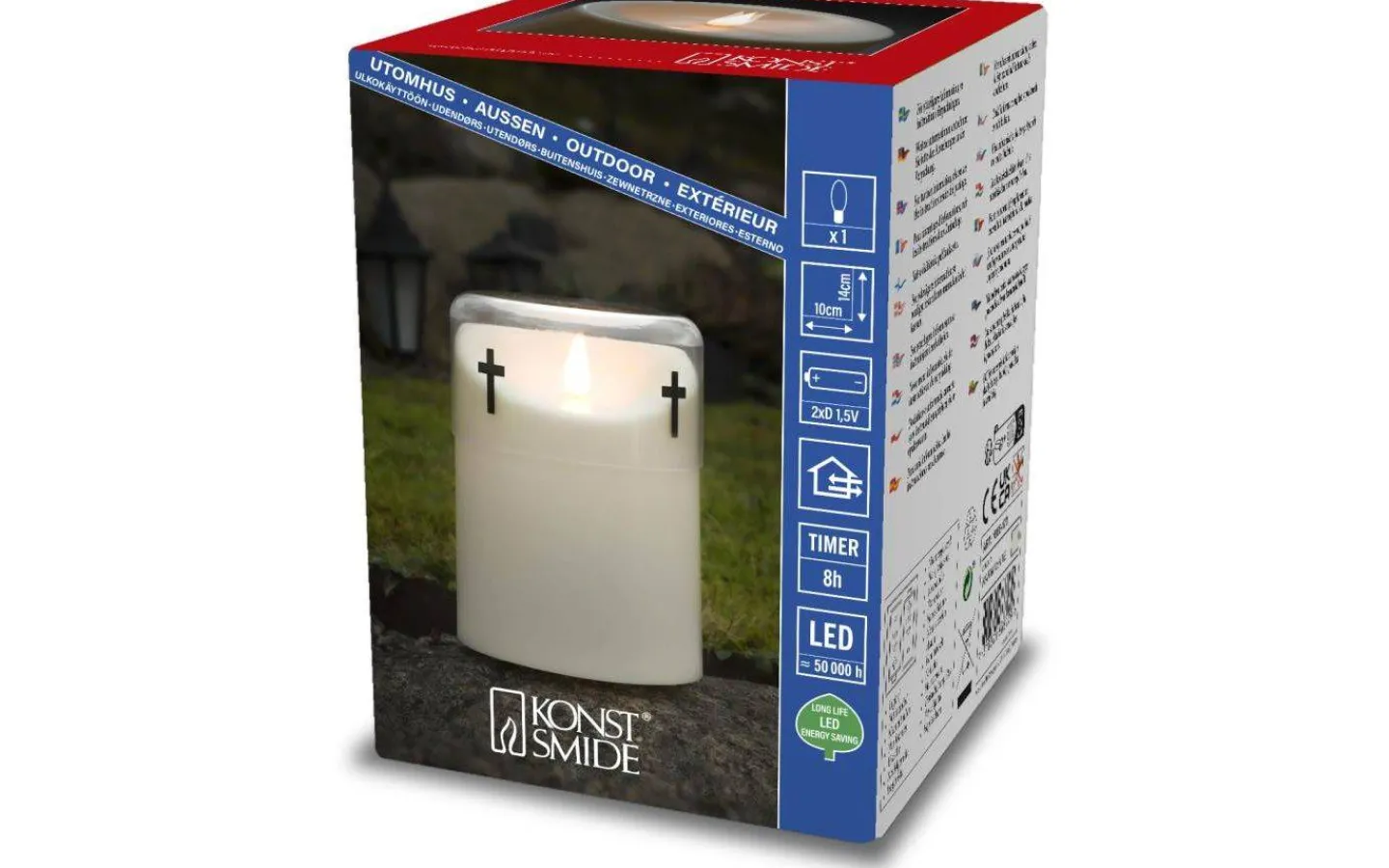 Gravljus|Gravljus<Konstsmide Irissa II Batteridrivet Gravljus 15cm Vit IP44