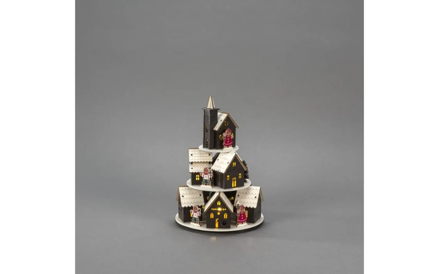 Isblomma Batteri/USB Pepparkakshus Trä