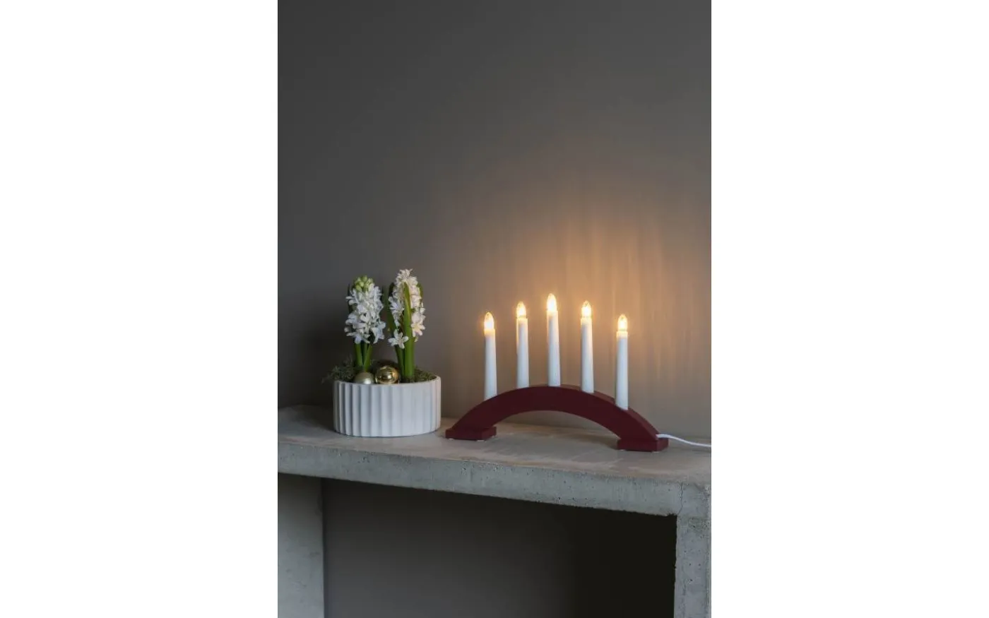 Isdans Adventsljusstake 21cm Mörkröd