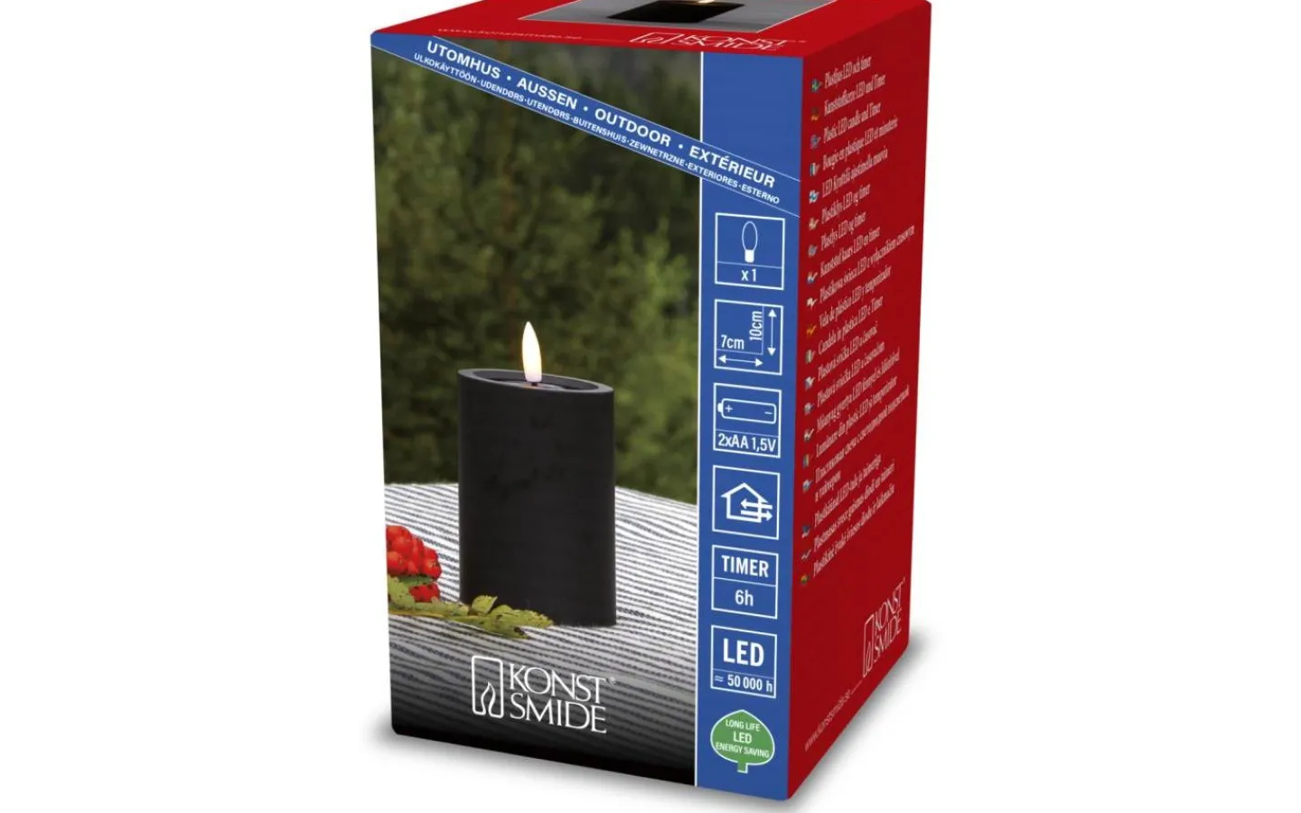 Konstsmide Iskrona Blockljus 10cm Matt svart IP44* Blockljus Utomhus|Blockljus Utomhus