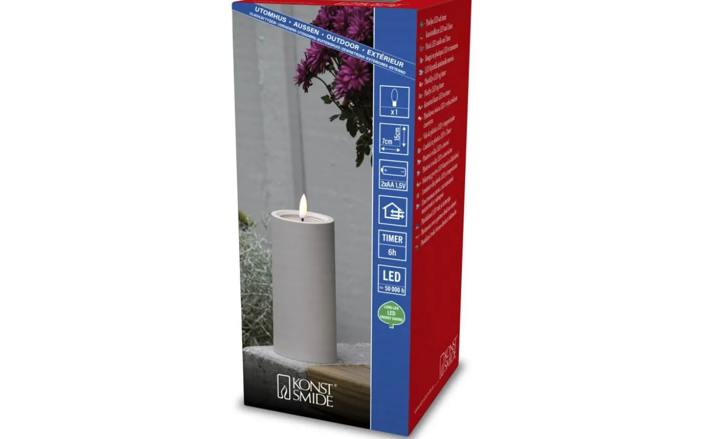 Iskrona Blockljus 15cm Matt beige IP44