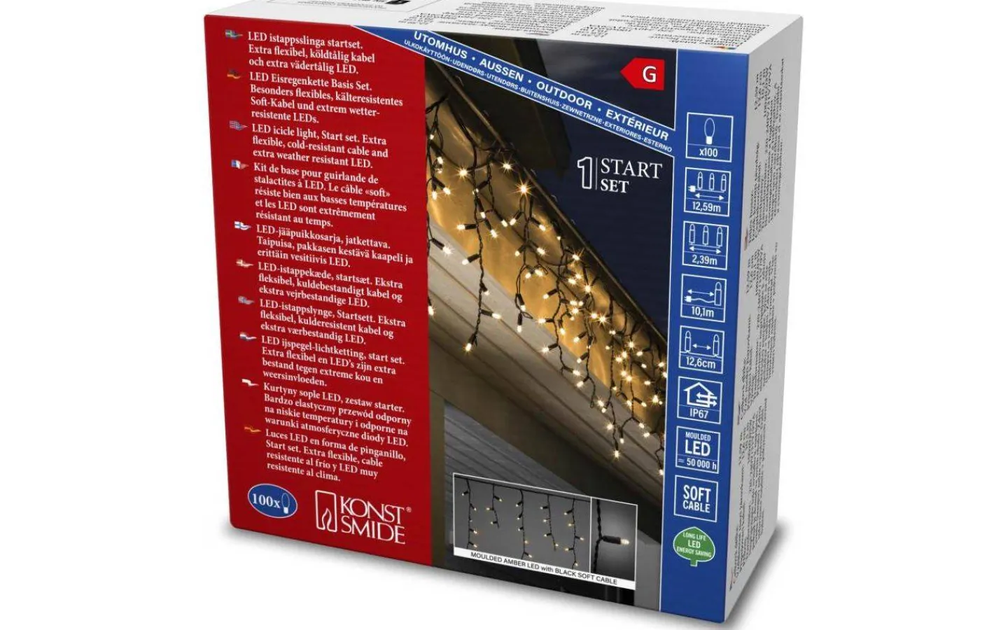 Konstsmide Istappsslinga Start System LED 31V 2,4m Amber, Svart IP44* System 31V Konstsmide