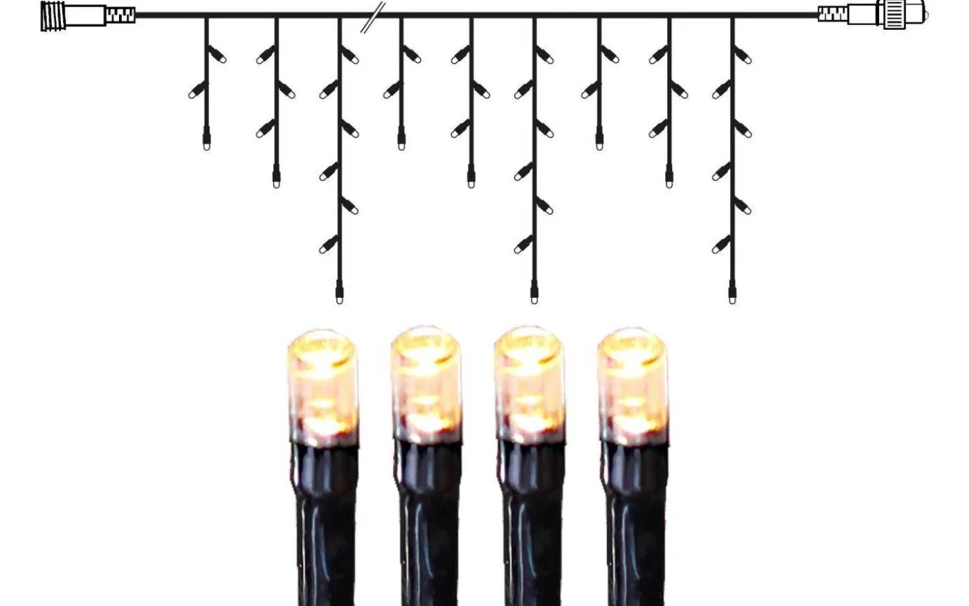 Istappsslinga System Decor 3x1m Varmvit Svart Kabel