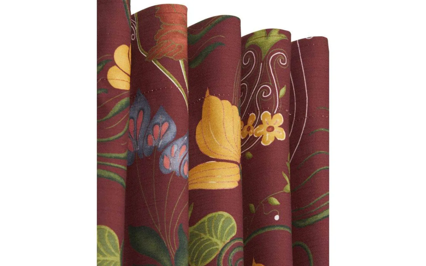 Mönstrade Gardiner<Svanefors José Gardin 135x240cm 1-pack Vinröd