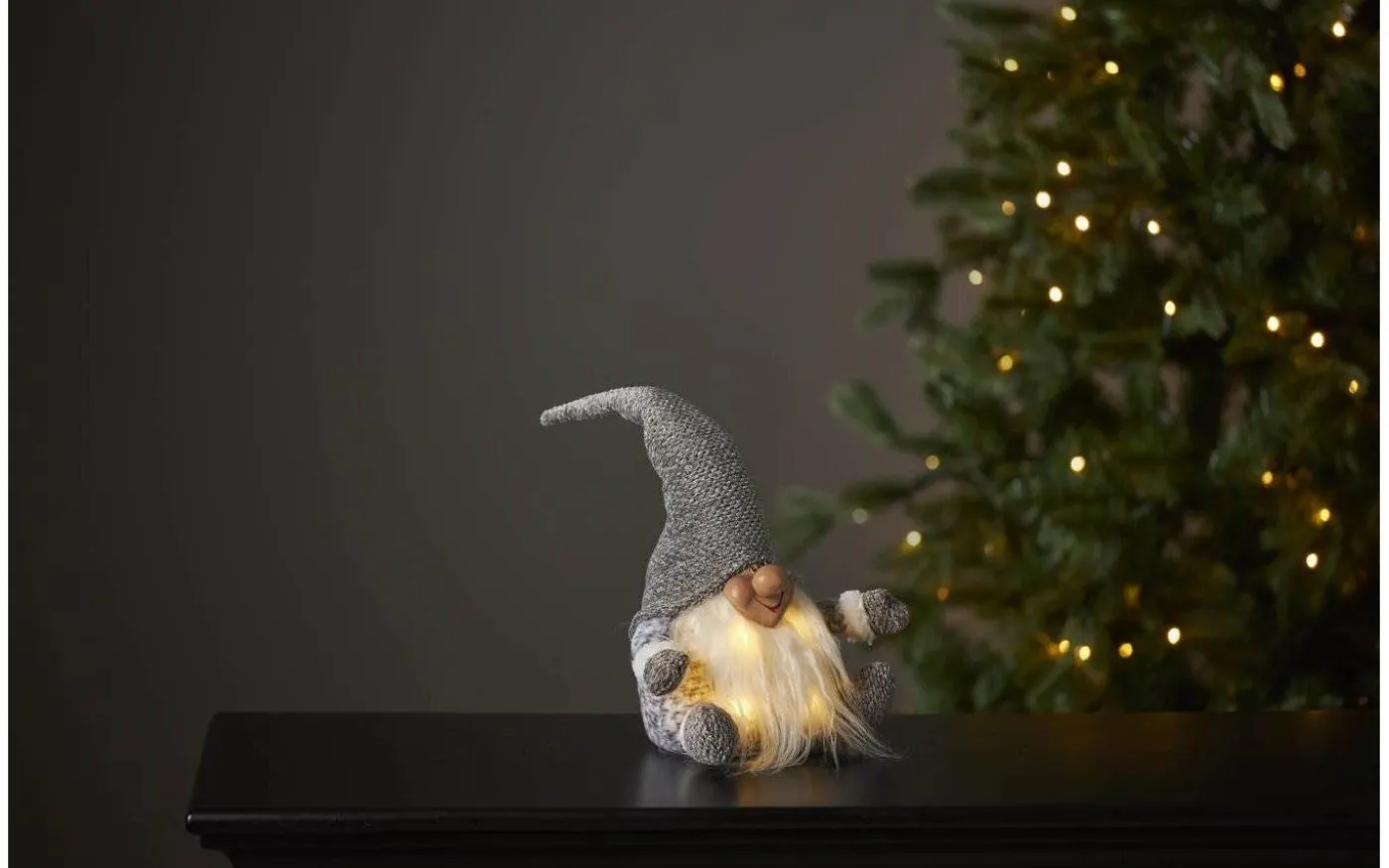 Joylight Batteridriven Tomte 34cm Grå