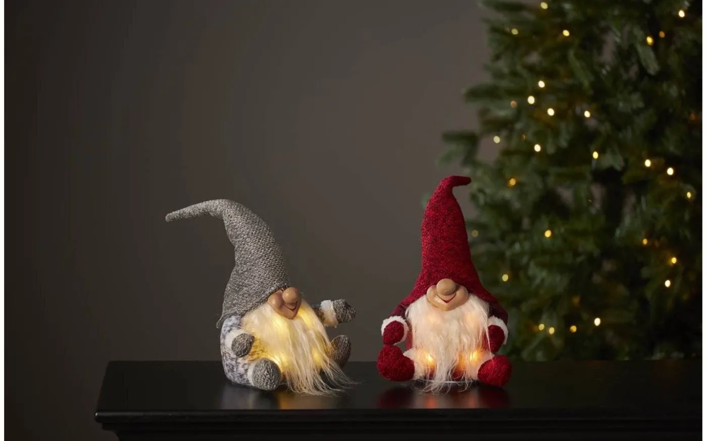 Joylight Batteridriven Tomte 34cm Grå