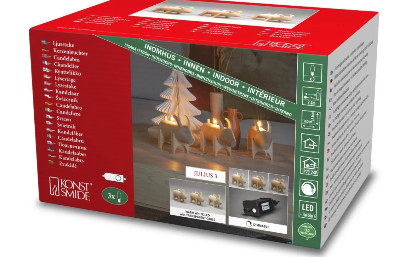 Konstsmide Julbock Ljusslinga Natur* Julpynt Inomhus