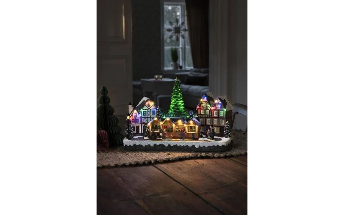 Konstsmide Juldekoration Julmarknad med Musik* Julbyar Och Figurer|Batteri Julpynt Inomhus