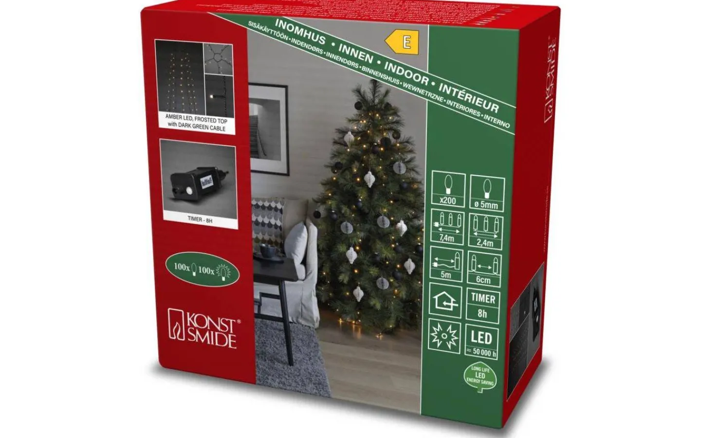 Konstsmide Julgransslinga 2,4m Amber Inomhus* Julgransbelysning