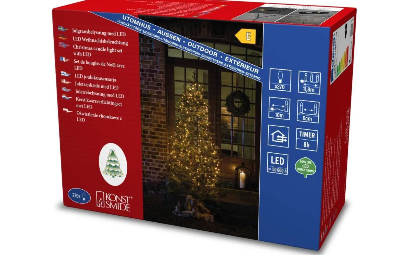 Julgransslinga 1,8m Frost Amber, Timerfunktion IP44